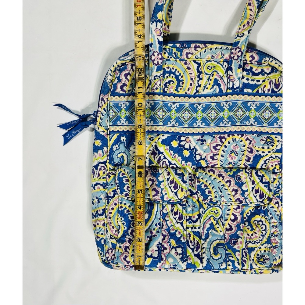 Capri Blue Paisley Vera Bradley Retired  Tall Computer Bag Travel Zip Top Spring - Picture 11 of 13